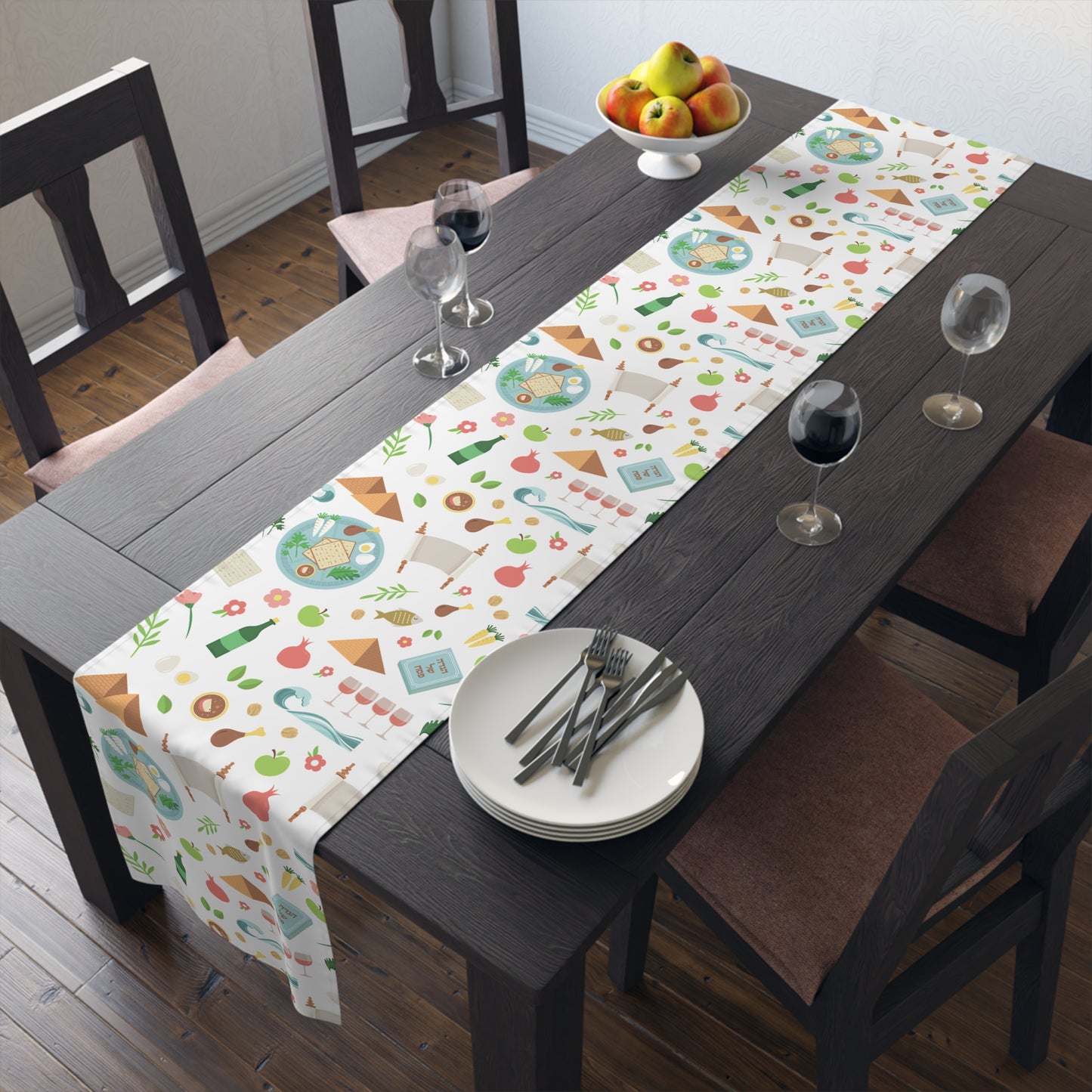 Happy Passover | Israel Israeli Judaism Judaica Jewish Holiday Themed | Table Runner | by Far Out Prints & Co.