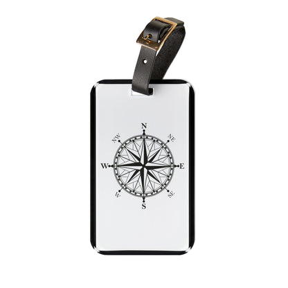 Compass To Adventures | Premium Acrylic and Leather Luggage Tag | by Far Out Prints & Co