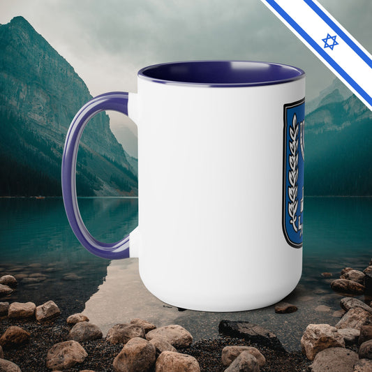 Emblem of Israel Israeli Hebrew Judaica Two-Tone Coffee Mugs, 15oz - by Far Out Prints & Co.