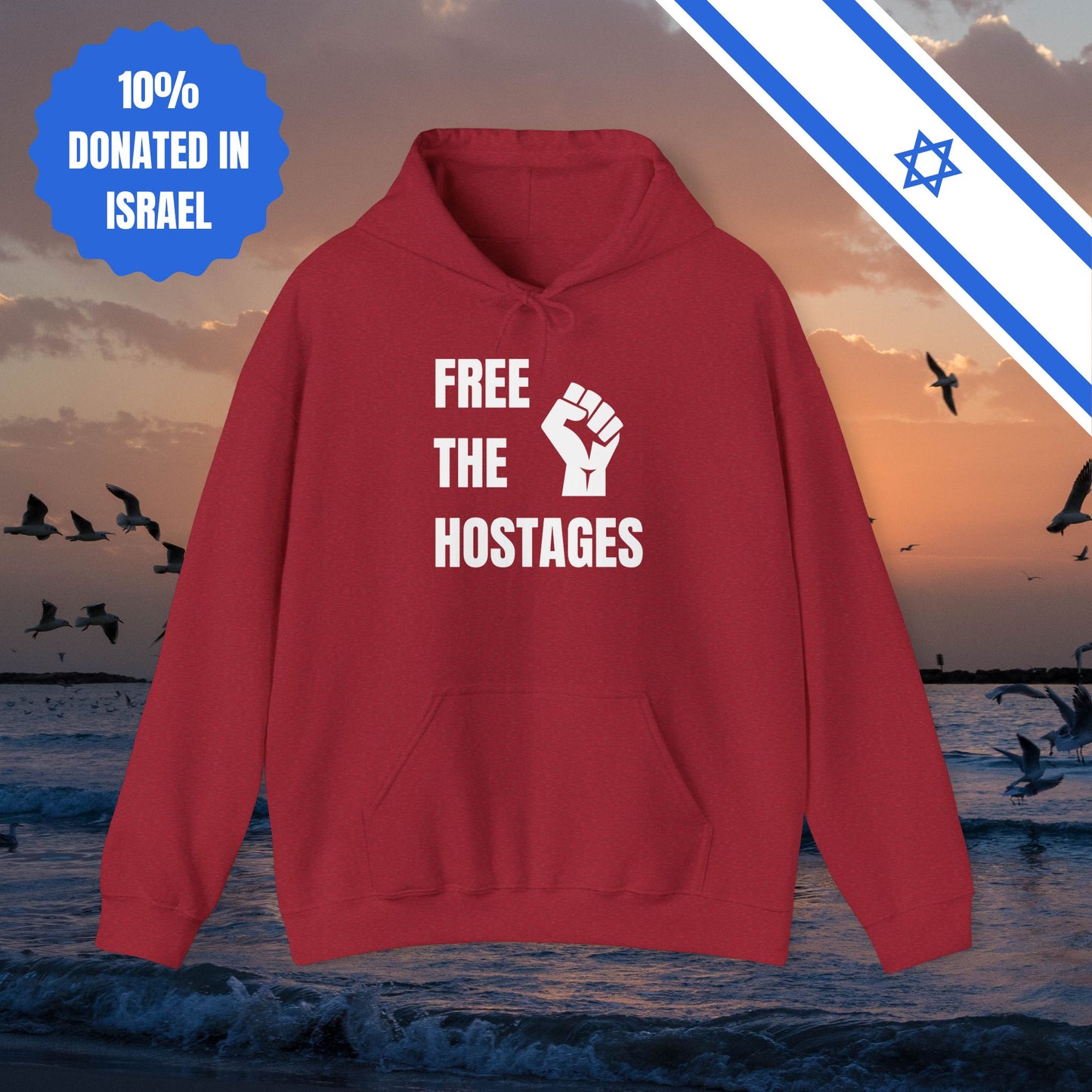 Free The Hostages | Unisex Hooded Sweatshirt | Israel Israeli Jewish Judaism Bring Them Home Stand With Us | by Far Out Prints & Co.