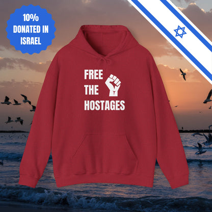 Free The Hostages | Unisex Hooded Sweatshirt | Israel Israeli Jewish Judaism Bring Them Home Stand With Us | by Far Out Prints & Co.