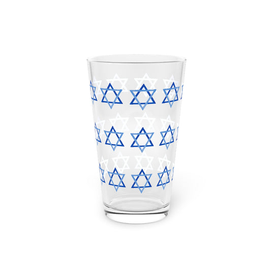 Glass Cup Star of David Jewish Judaica Judaism Israeli Israel Pint Glass 16oz Hebrew Gift His Hers Him Her Birthday Present Israel Gifts
