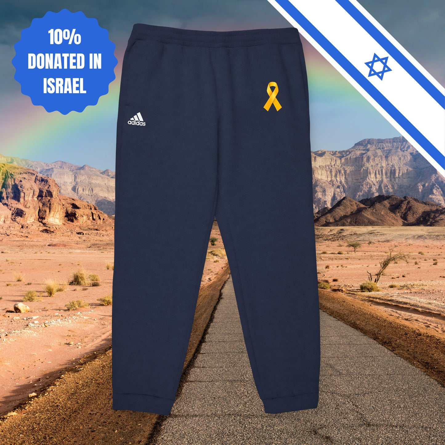 Yellow Ribbon Unisex Fleece Joggers Sports Pyjama Pants House Pants Sport Pants Athleisure Israel Israeli Hebrew Jewish Stand With Us