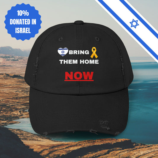 Bring Them Home Now Hat for Him or Her Distressed Cap Stand With Us Gift Hostages Kidnapped Present Judaism Jewish Israel Israeli Uniform