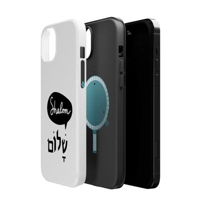 Shalom MagSafe Tough Phone Cases - Hebrew Israel Israeli Jewish Judaism Judaica - by Far Out Prints & Co.