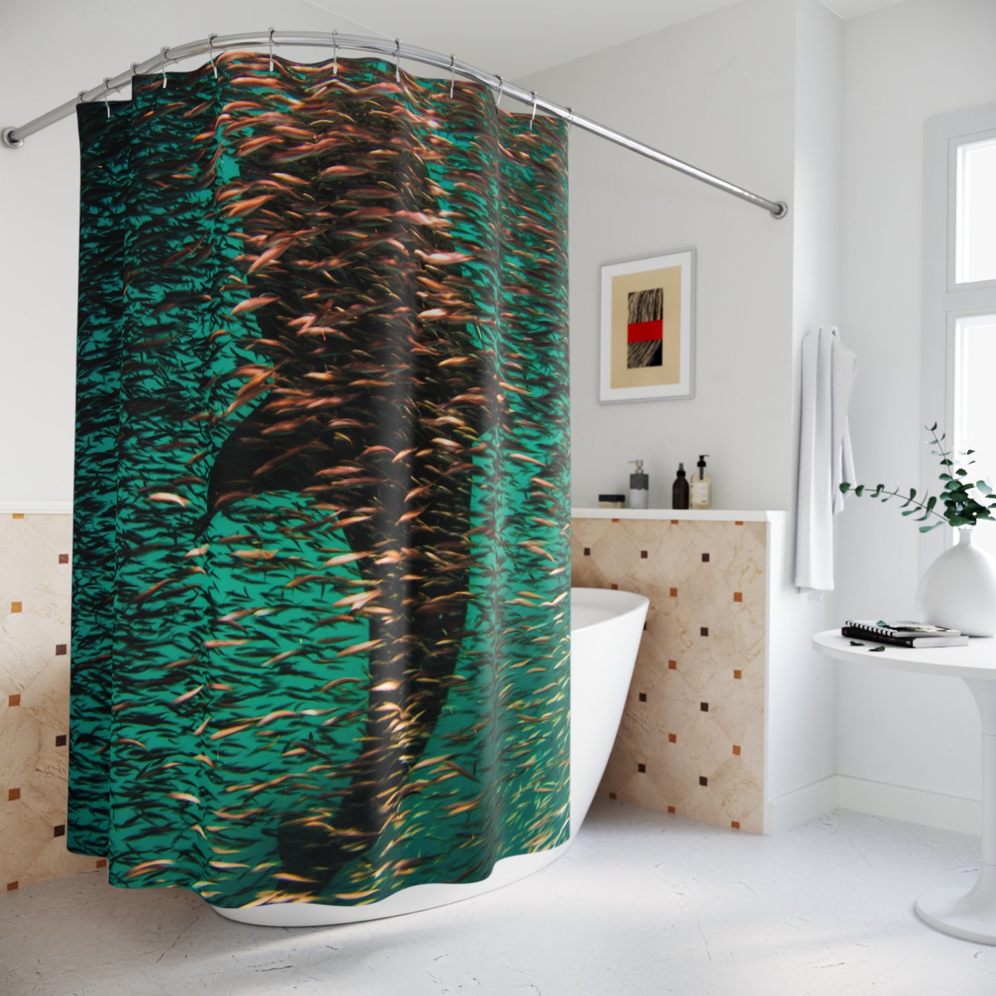 Shower Curtains - Sharks and Fish Design, Transformative Bathroom Decor, Perfect Gift for Ocean Lovers
