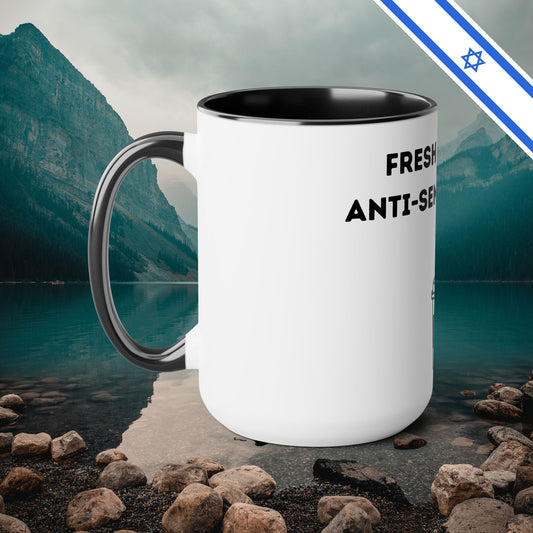 Fresh Brew of anti-Semitic Tears - Two-Tone Coffee Mugs, 15oz - Cafe Lovers - Far Out Prints & Co.