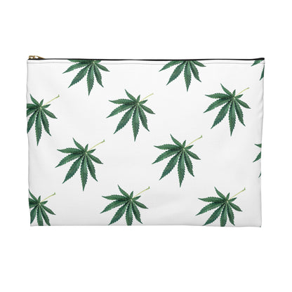 Marijuana Pattern - Accessory Pouch White - Embrace Hebrew Slang - Stoner Cannabis Weed Jewish Israeli Israel - by Far Out Prints & Co.