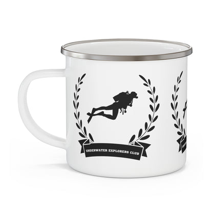 Enamel Cup Mug for Him Her Birthday Underwater Explorers Club Scuba Diving Gift Ocean Marine Life Lover Diver Themed Present Enamel Cup Gift