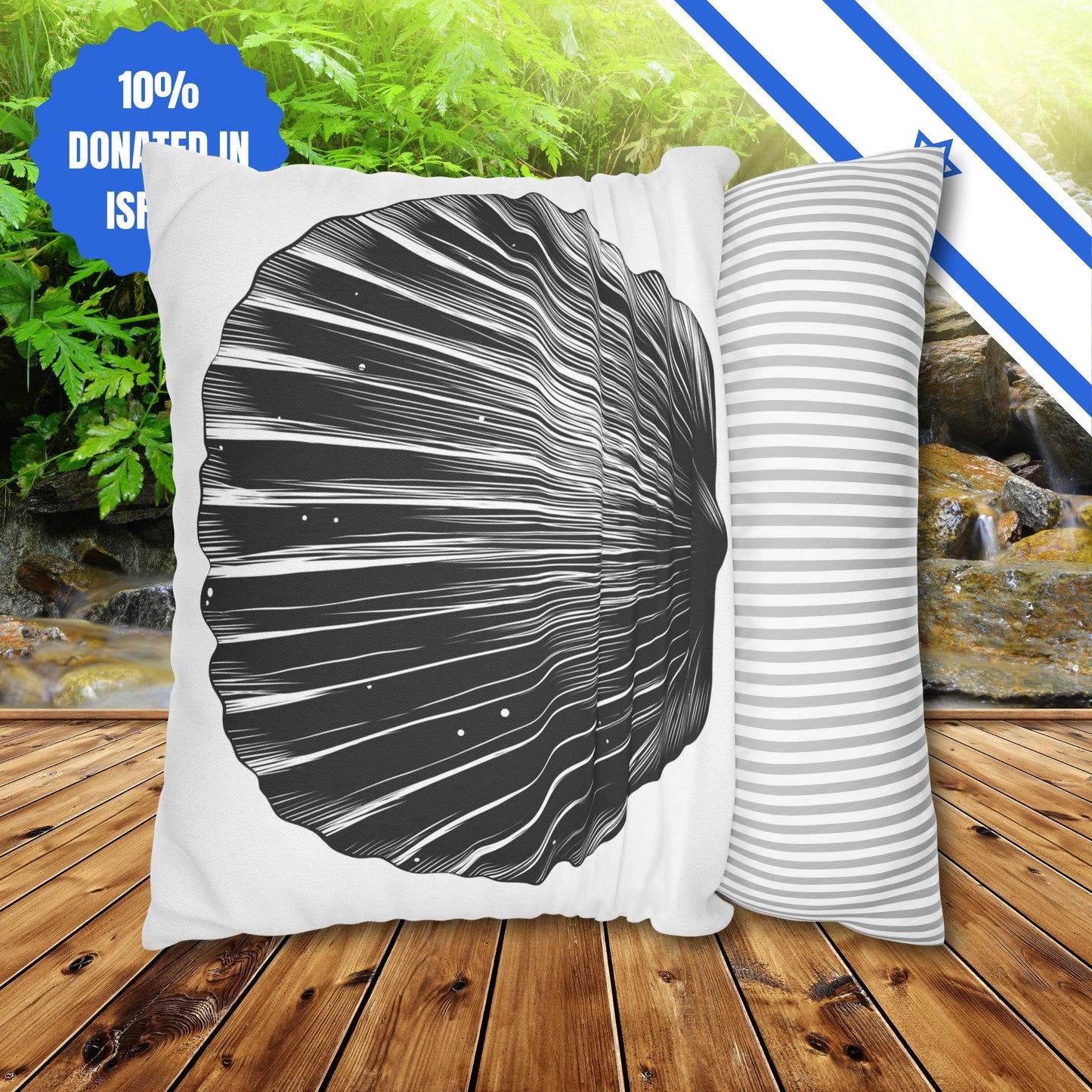 Square Pillowcase Gift Present Him Her His Her Adult Kid Home Decor House Couch Sofa Marine Ocean Conservation Lover Sea Shell Black White