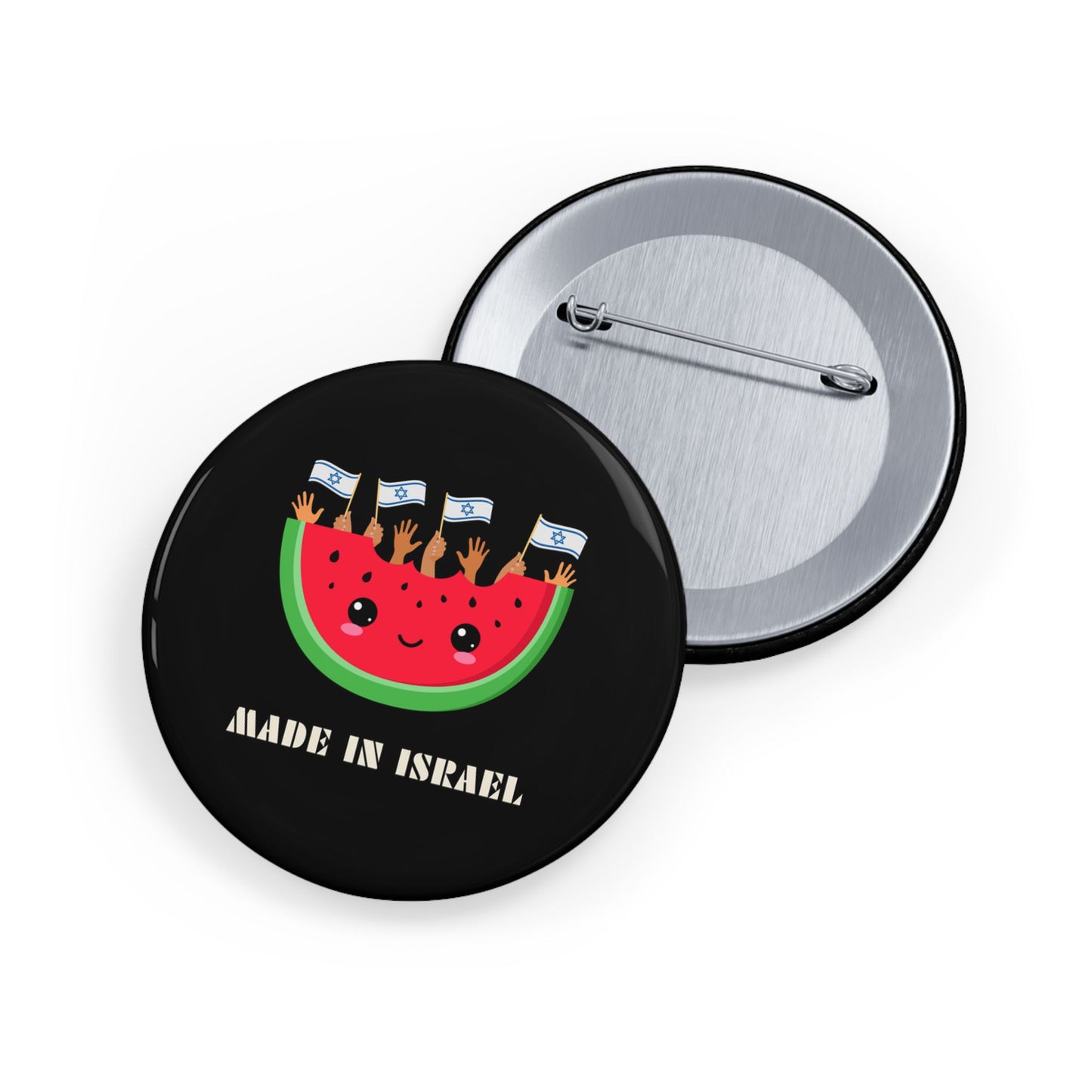 Made in Israel Watermelon - Pin Buttons Pins - Israel Israeli Jewish Judaism Judaica - by Far Out Prints & Co.