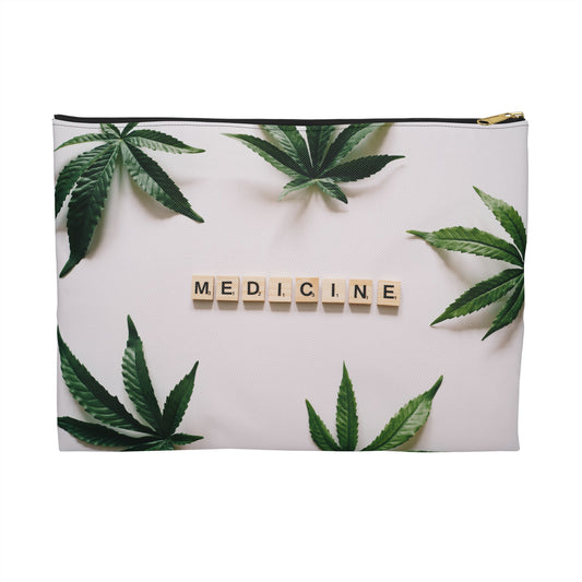 Medicine Cannabis Pattern - Accessory Pouch White - Stoner Cannabis Weed Jewish Israeli Israel - by Far Out Prints & Co.