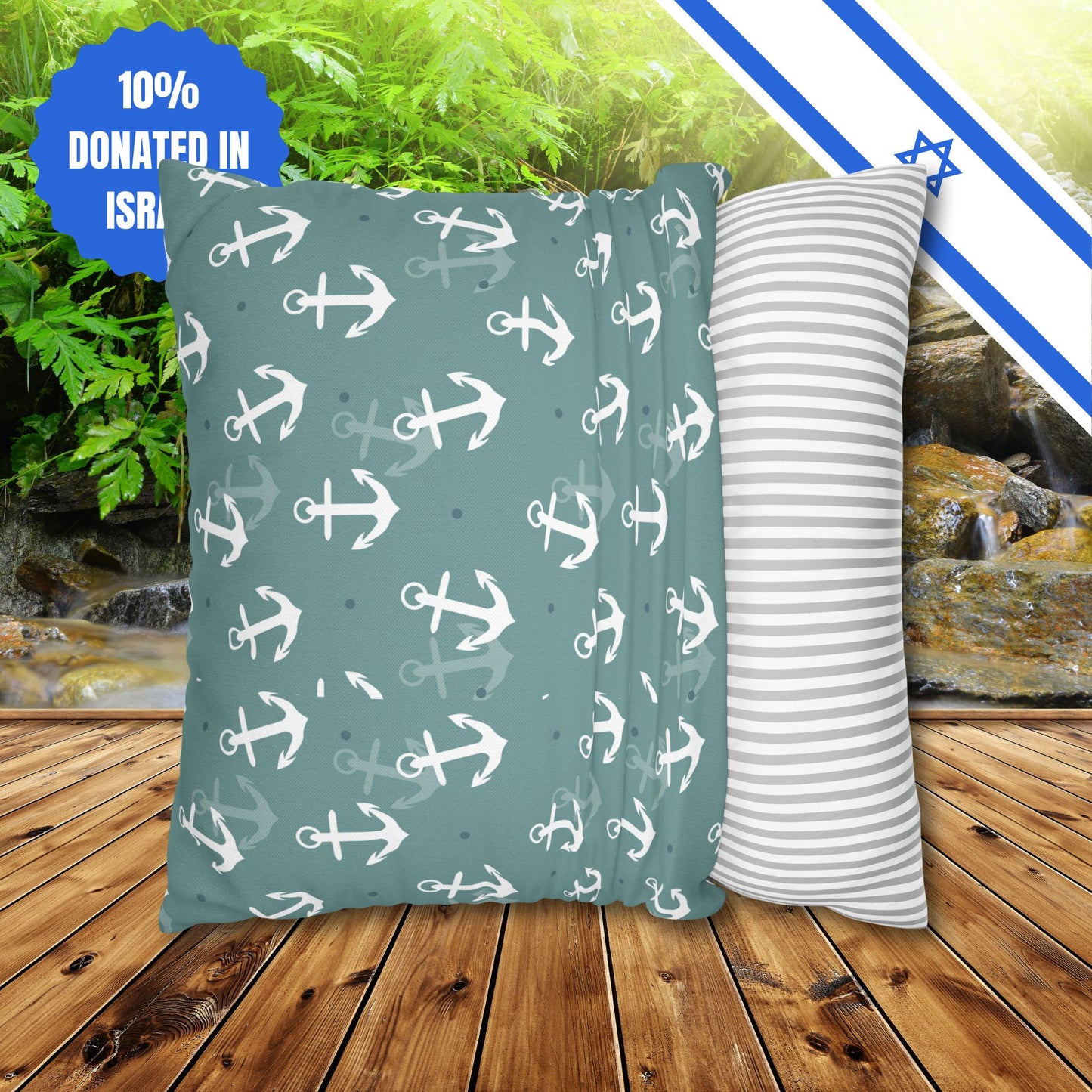 Square Pillowcase Gift Present Him Her His Her Adult Kid Home Decor House Couch Sofa Marine Ocean Conservation Lover Navy Anchors Ocean
