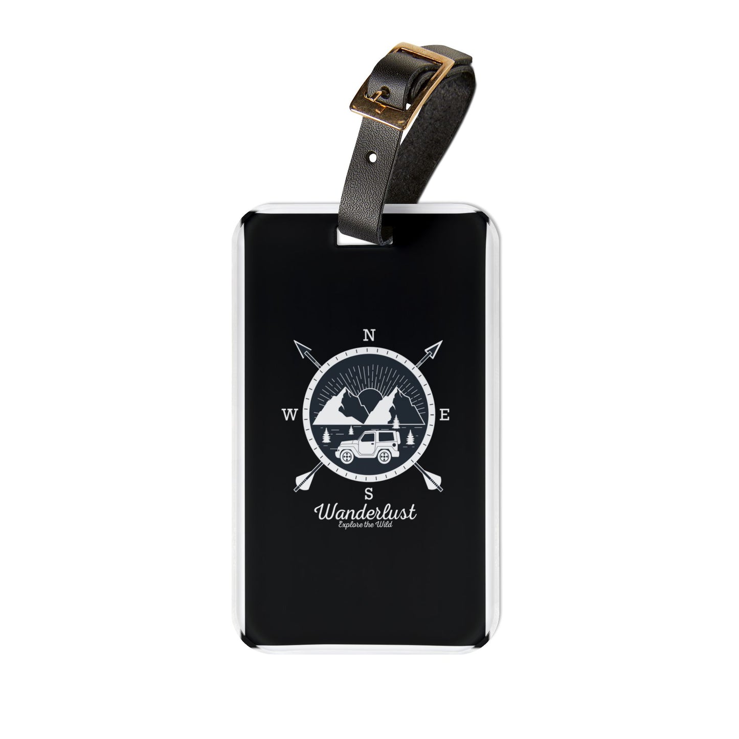 Wanderlust Explore The Wild | Premium Acrylic and Leather Luggage Tag | by Far Out Prints & Co
