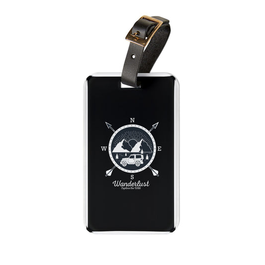 Wanderlust Explore The Wild | Premium Acrylic and Leather Luggage Tag | by Far Out Prints & Co