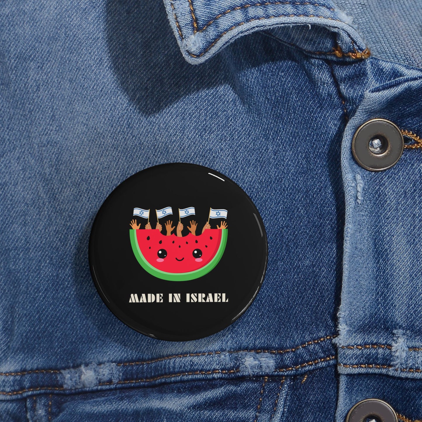 Made in Israel Watermelon - Pin Buttons Pins - Israel Israeli Jewish Judaism Judaica - by Far Out Prints & Co.
