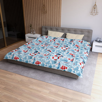 Duvet Cover Blanket for Him Her Gift Ocean Lover Present Orca Killer Whale Dolphin Pattern Navy Nautical Marine Life Sea Kids Adults Comfy