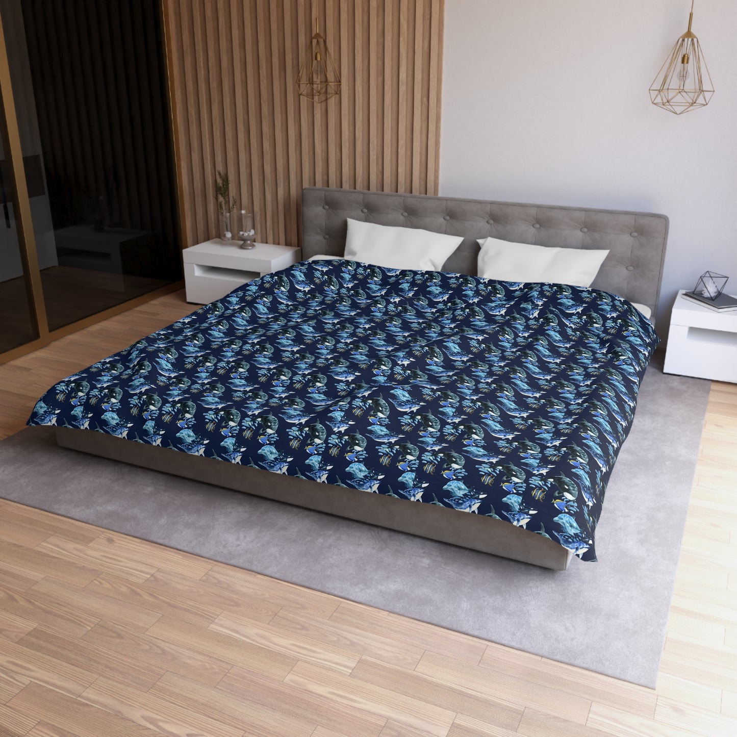 Duvet Cover Blanket for Him or Her Gift Ocean Lover Present Orca Killer Whale Dolphin Pattern Free Willy Gladys Sea Creatures Kids Adults